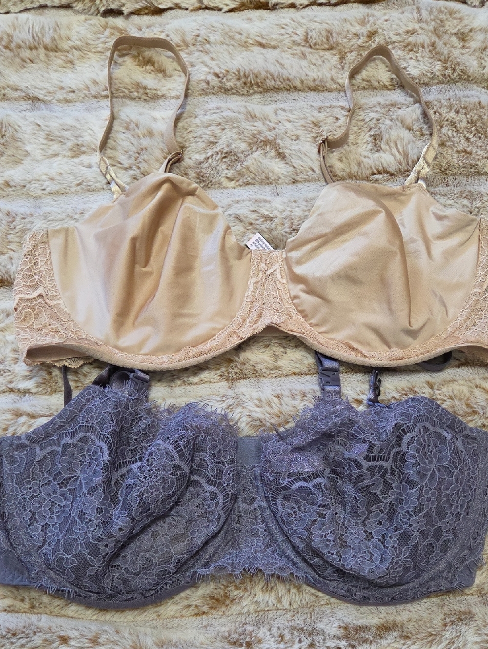 Nude and Gray Lace Underwire Bras - Bundle